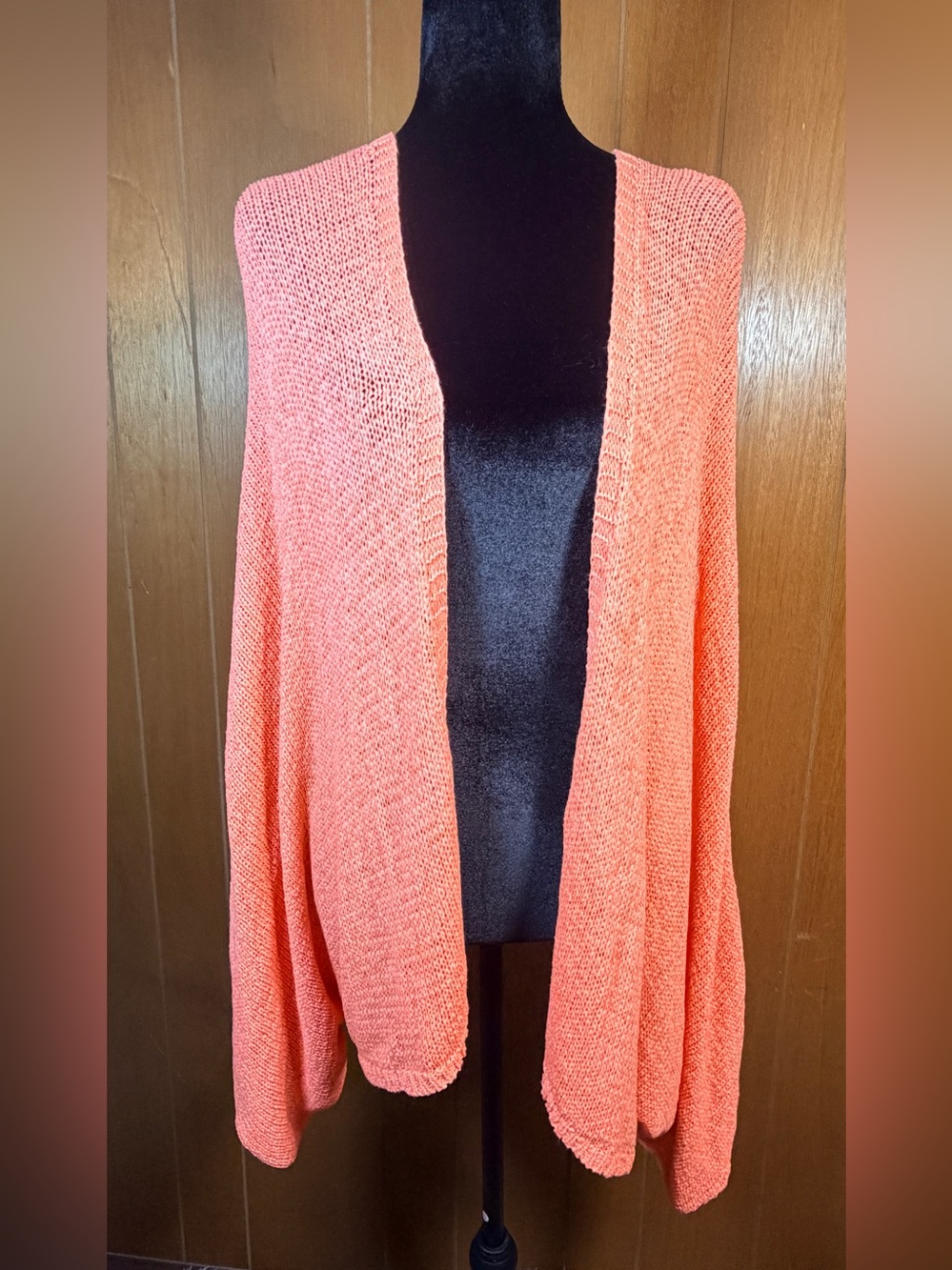 Kori Coral Open-Front Knit Cardigan Sweater.